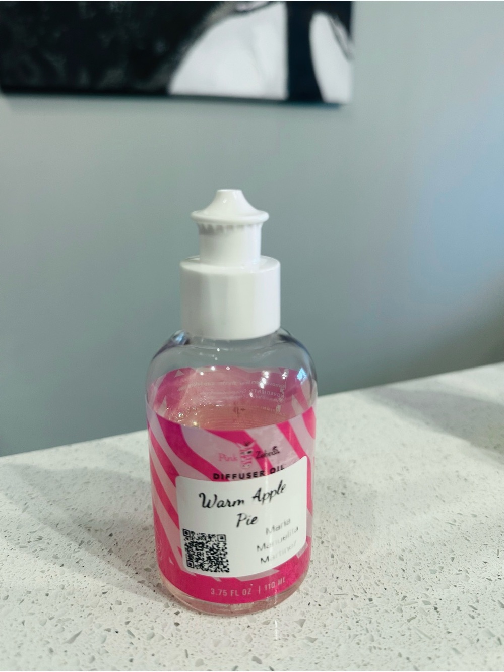 Pink Zebra Warm Apple Pie Pink and White Diffuser Refill